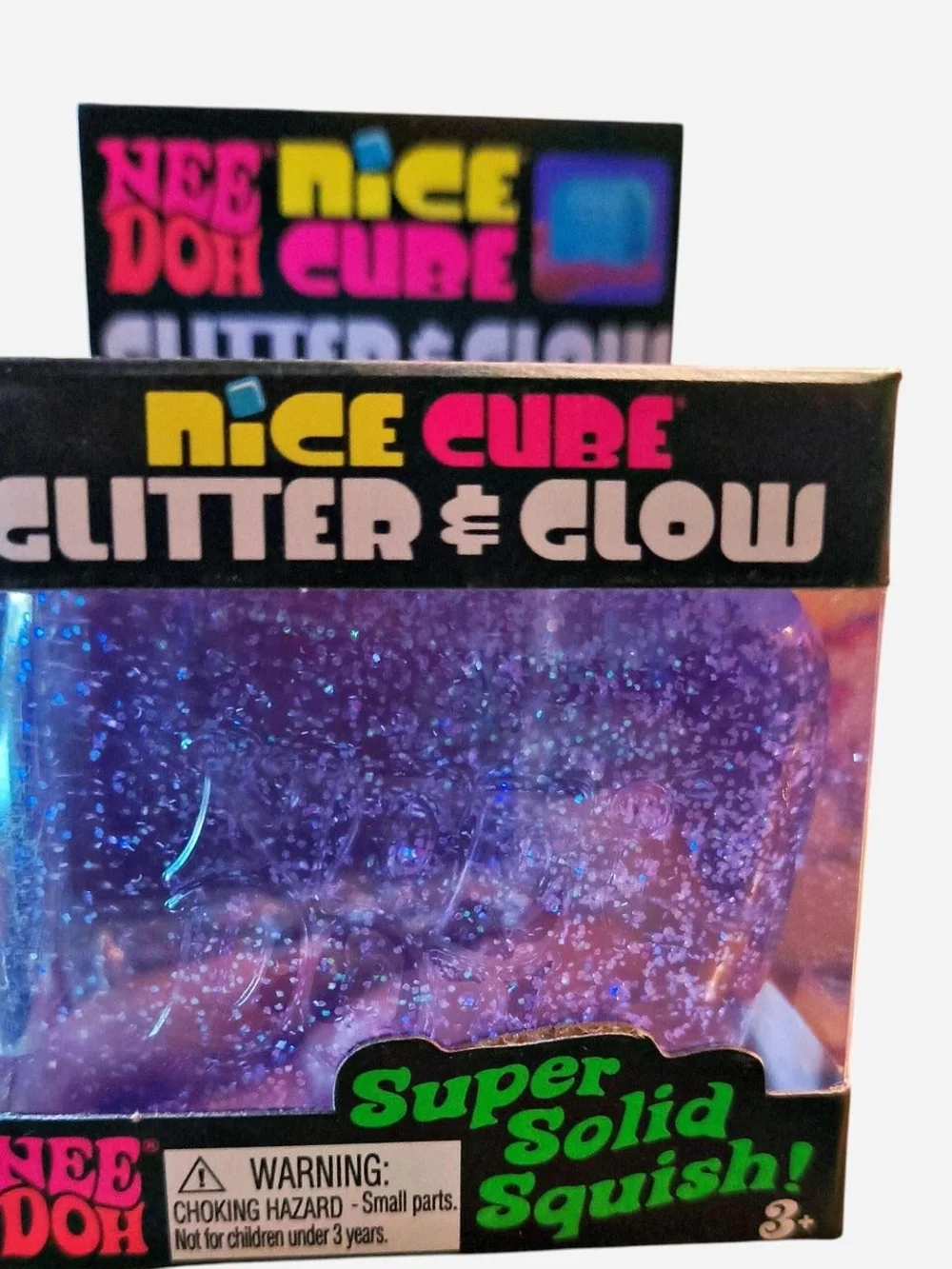 Nice Cube Glitter & Glow Squish Toy - Pink